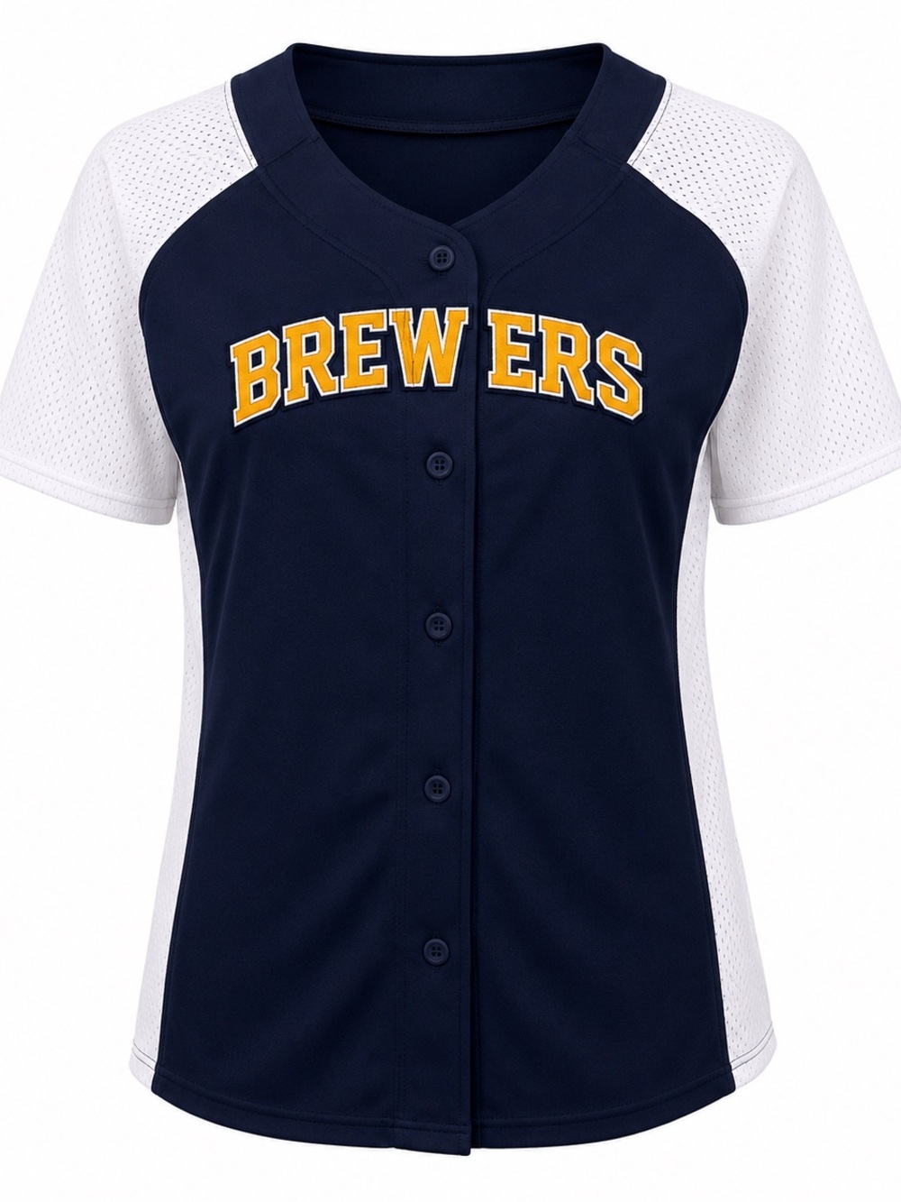 Milwaukee Brewers CSA Women’s XL Baseball Jersey Navy White Button Front NWT
